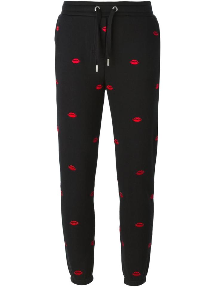 Zoe Karssen 'lips' Track Pants, Women's, Size: Medium, Black, Cotton/polyester