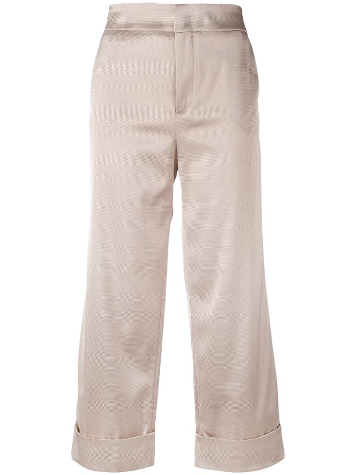 Pt01 Wide Leg Cropped Trousers - Nude & Neutrals