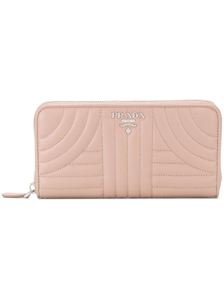 Prada Bevelled Continental Wallet - Nude & Neutrals