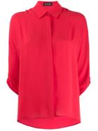 Styland Ruched Sleeve Shirt - Red