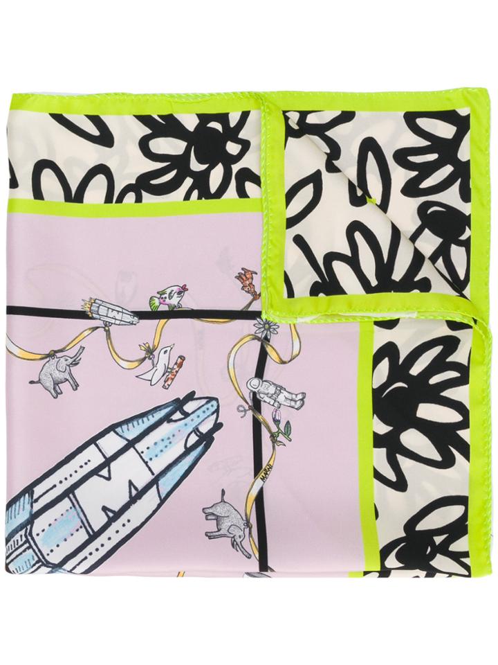 Marni Rocket Print Scarf - Pink & Purple
