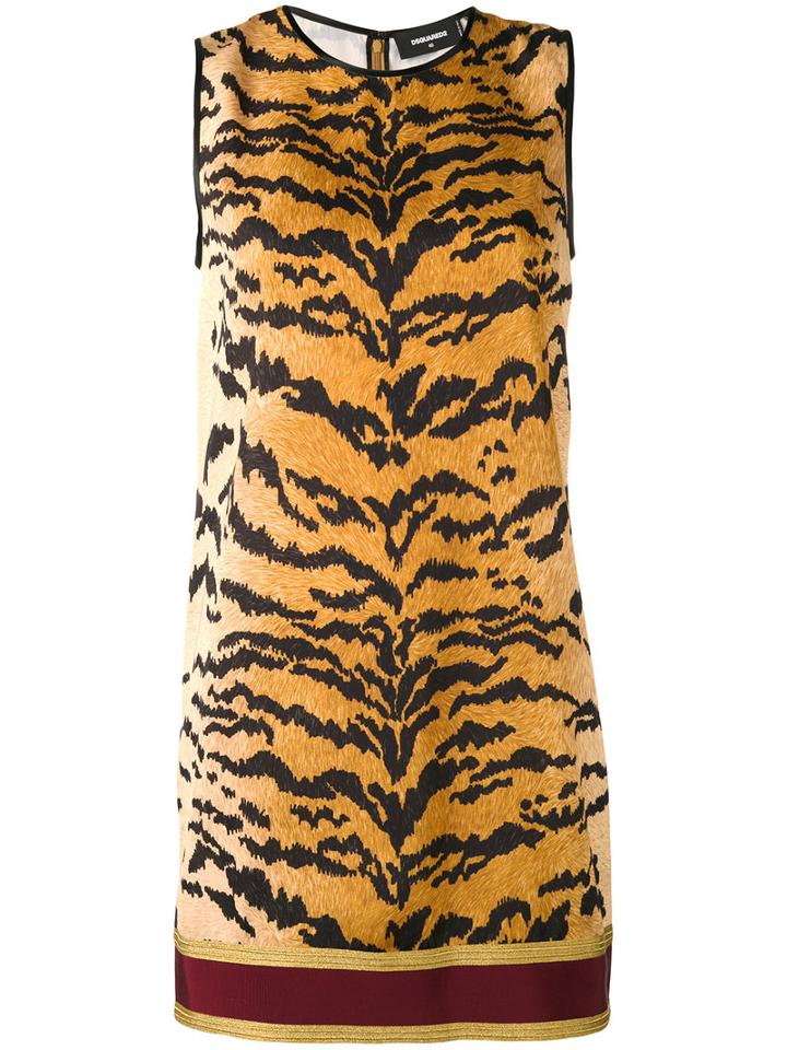 Dsquared2 - Sleeveless Shift Dress - Women - Silk/cotton/polyester/viscose - 38, Brown, Silk/cotton/polyester/viscose