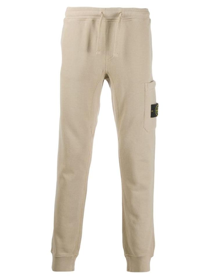 Stone Island Patch Fleece Track Pants - Neutrals