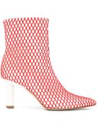 Tibi Mason Fishnet Ankle Boots - Red