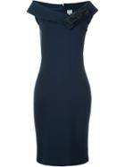 Armani Collezioni Embellished Bow Dress, Women's, Size: 42, Blue, Viscose/polyamide/spandex/elastane