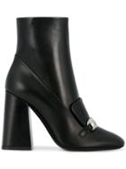 Burberry Studded Bar Detail Ankle Boots - Black