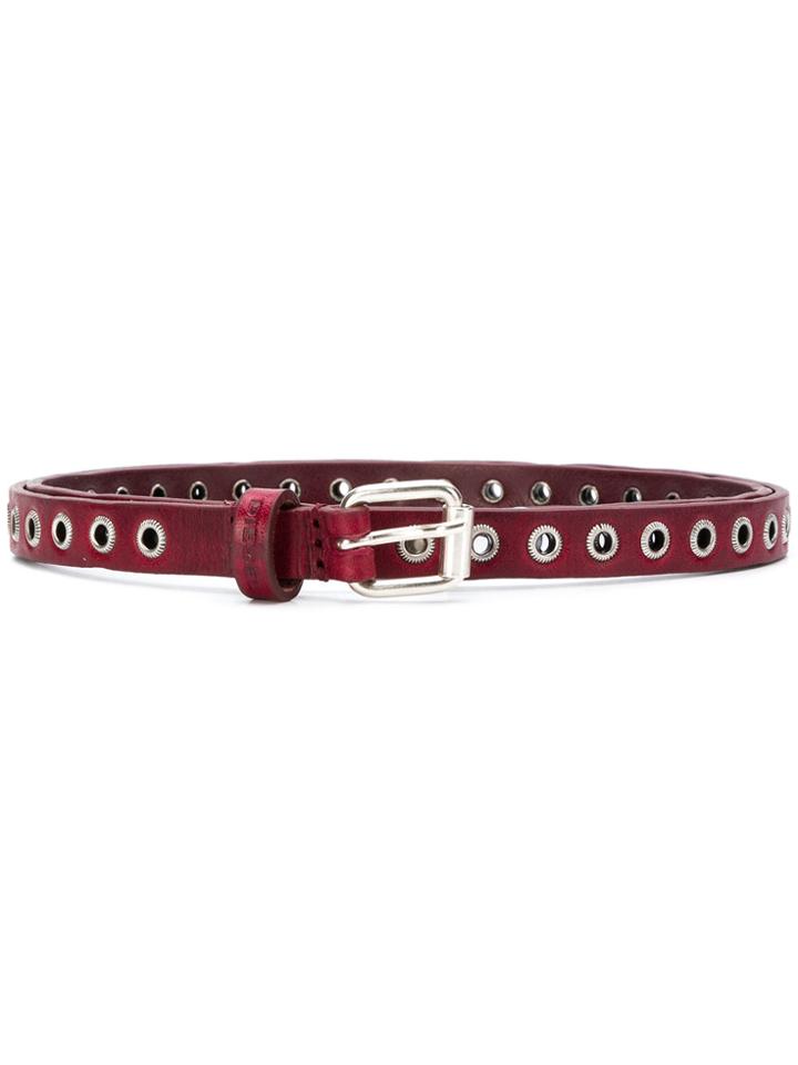 Diesel Buckle Embellished Narrow Belt - Red