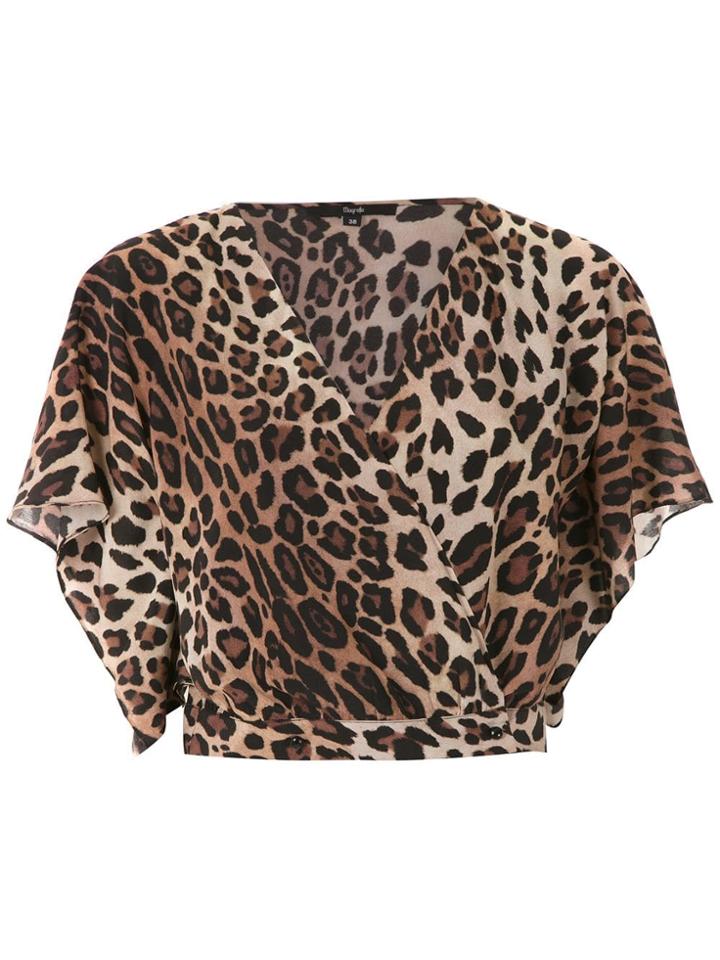 Magrella Cropped Animal Print Top - Black