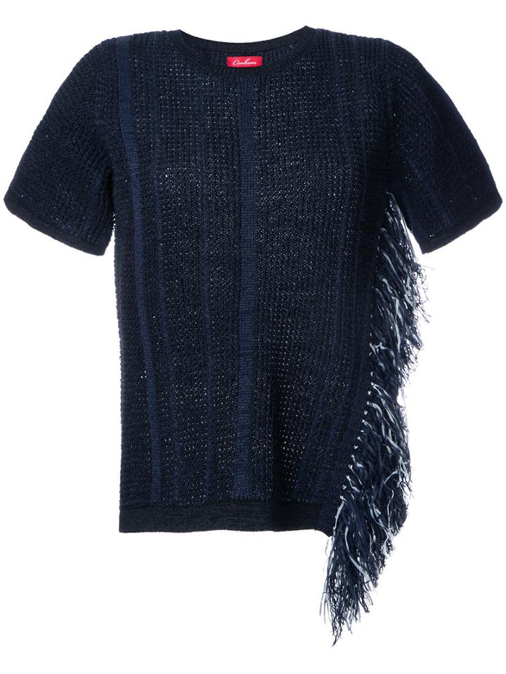 Coohem Fringed Trim Top, Women's, Size: 36, Blue, Cotton/nylon/paper Yarn
