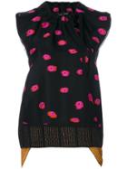 Proenza Schouler Floral Print Drawstring Neck Blouse - Black
