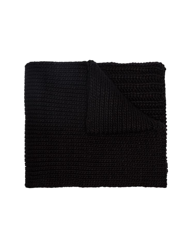 Y-3 Black Chunky Knit Logo Scarf