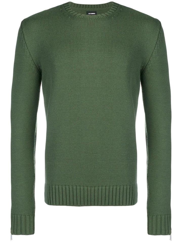 Les Hommes Zip-up Cuff Sweater - Green