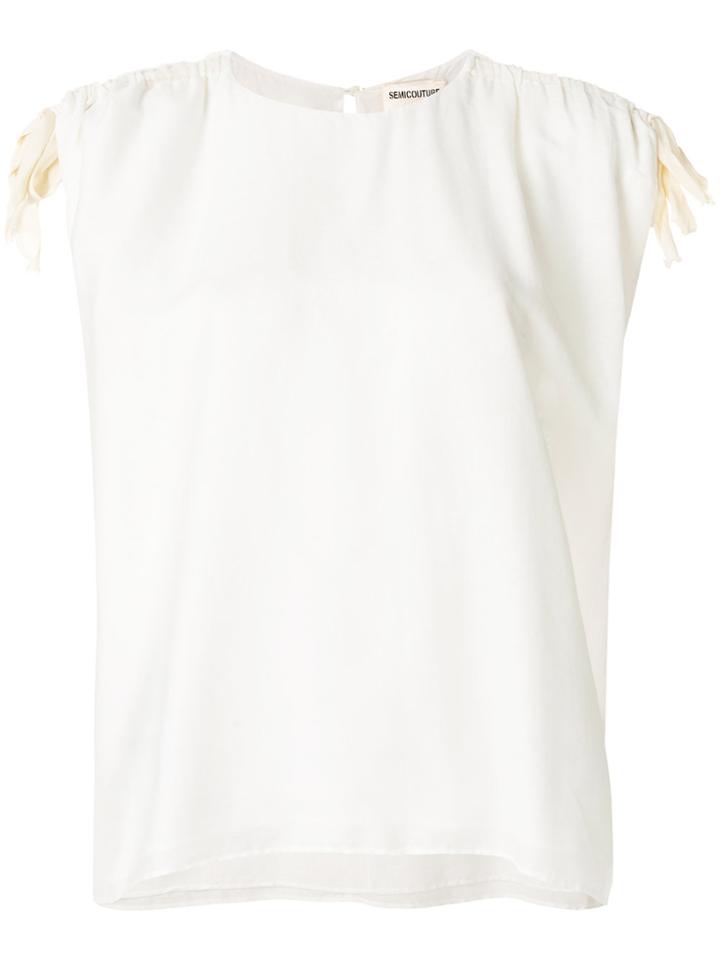 Semicouture Shoulder Tie Blouse - White