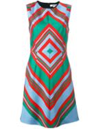 Diane Von Furstenberg Geometric Print Flared Dress, Women's, Size: 4, Blue, Wool/silk/polyester/spandex/elastane