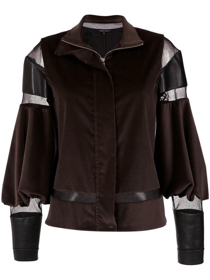 Gloria Coelho Puff Sleeves Velvet Jacket - Brown