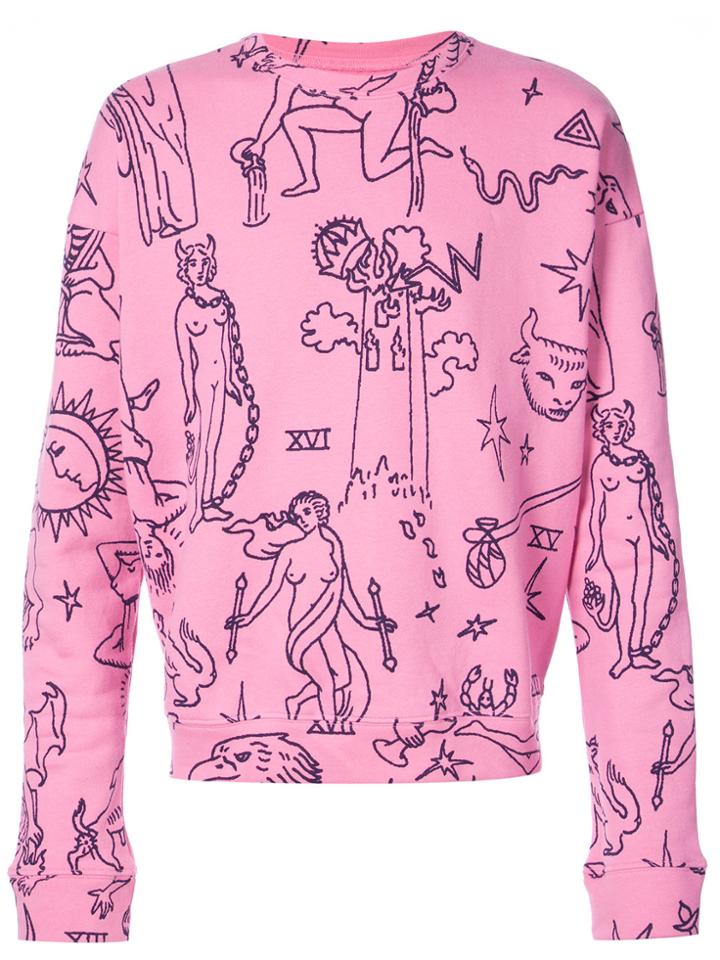 The Elder Statesman Printed Sweatshirt - Pink & Purple