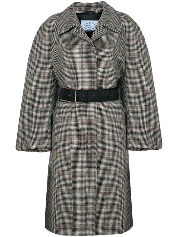 Prada Single Breasted Belted Coat - Black