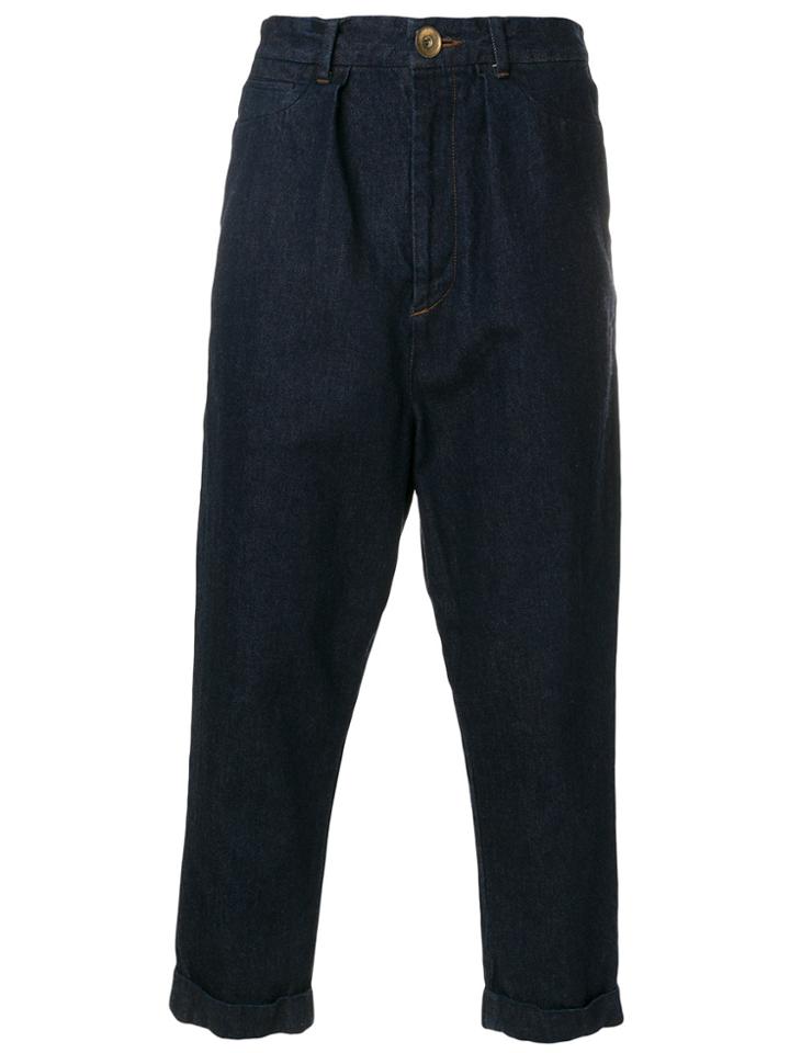Maison Mihara Yasuhiro Cropped Loose Fit Jeans - Blue
