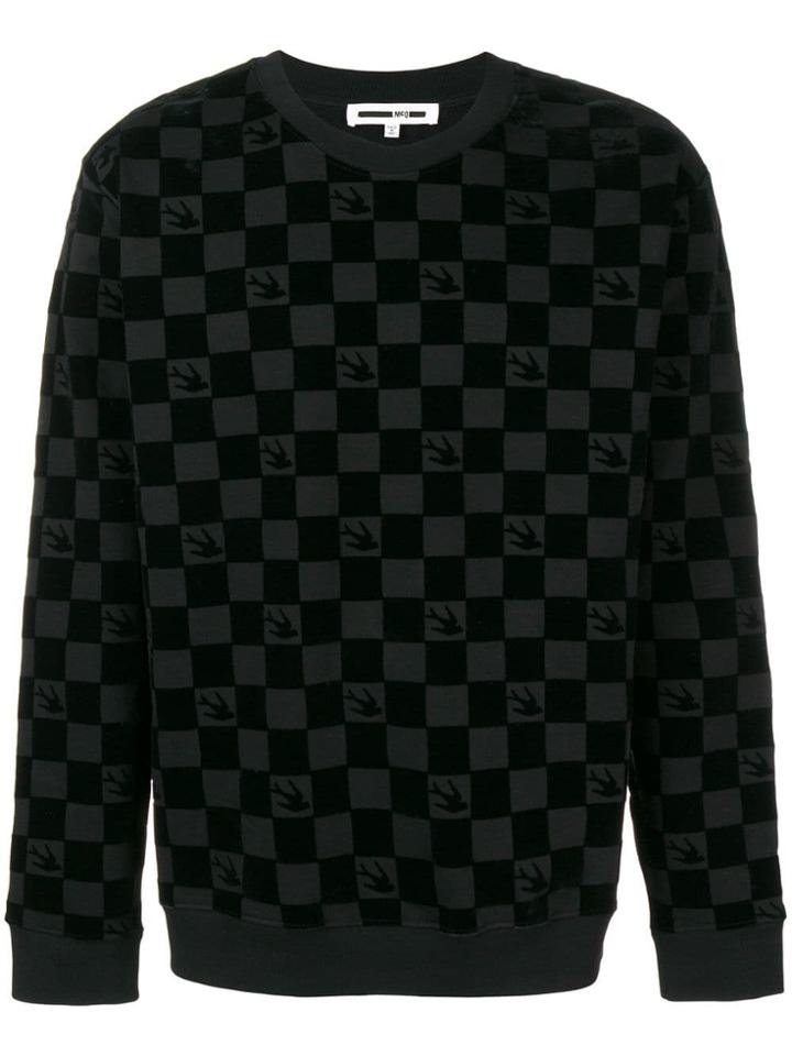 Mcq Alexander Mcqueen Swallow Checkered Sweatshirt - Black