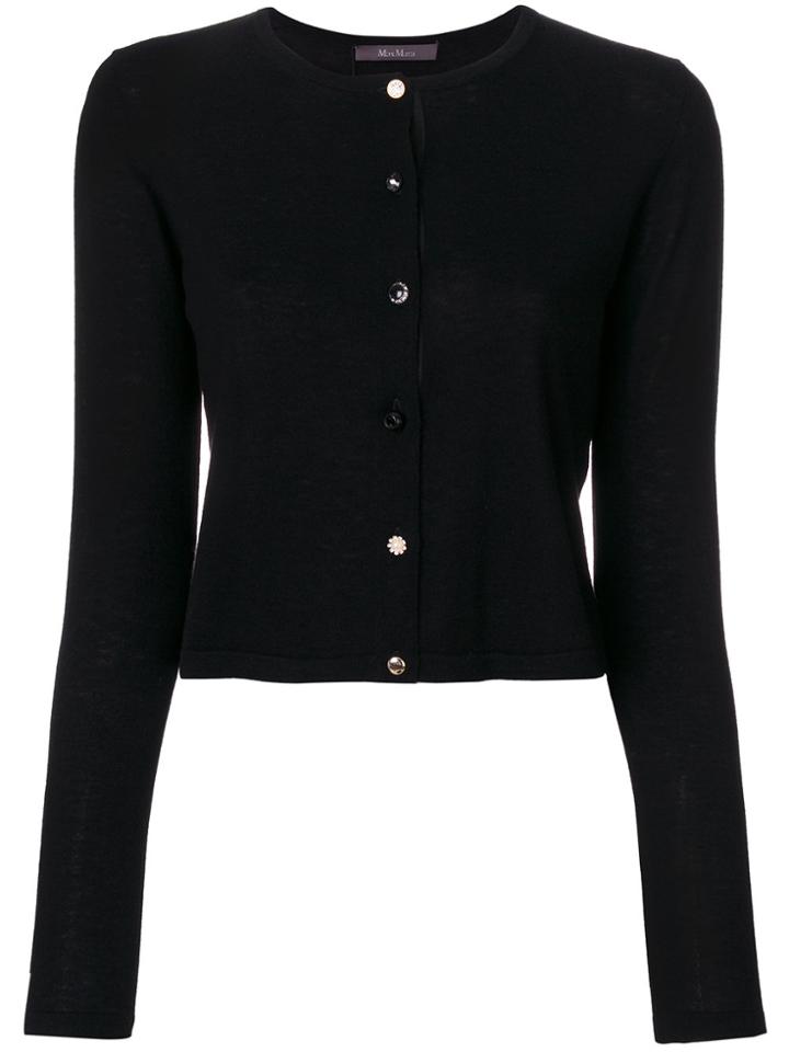 Max Mara Contrast Button Cardigan - Black