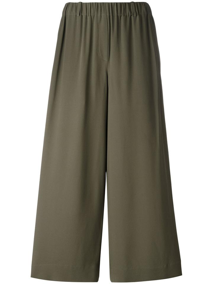 Incotex Elasticated Waistband Cropped Trousers, Women's, Size: 44, Green, Acetate/silk