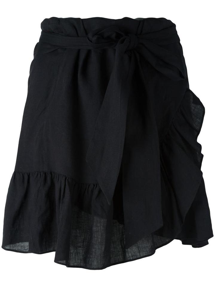Isabel Marant Étoile Ruffled Mini Skirt, Women's, Size: 40, Black, Linen/flax/viscose