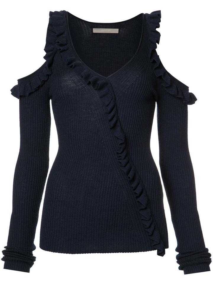 Jason Wu Cut-out Ruffle Jumper, Women's, Size: Small, Blue, Merino