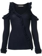 Jason Wu Cut-out Ruffle Jumper, Women's, Size: Small, Blue, Merino