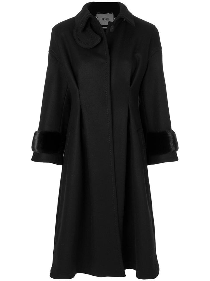 Fendi Oversized Long Coat - Black