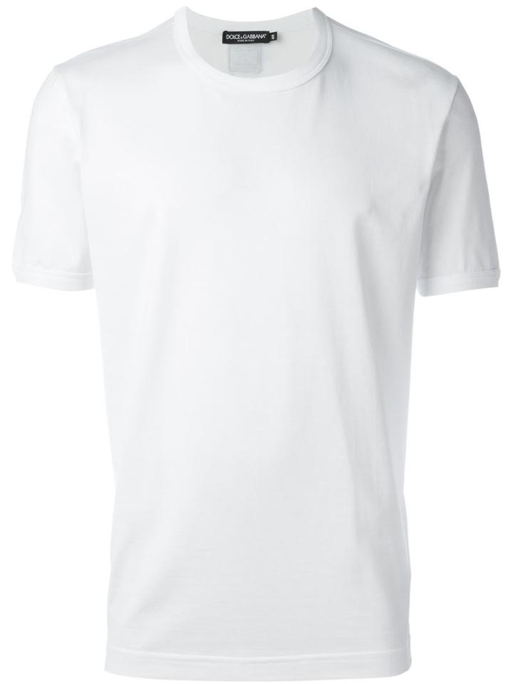 Dolce & Gabbana Round Neck T-shirt, Men's, Size: 54, White, Cotton