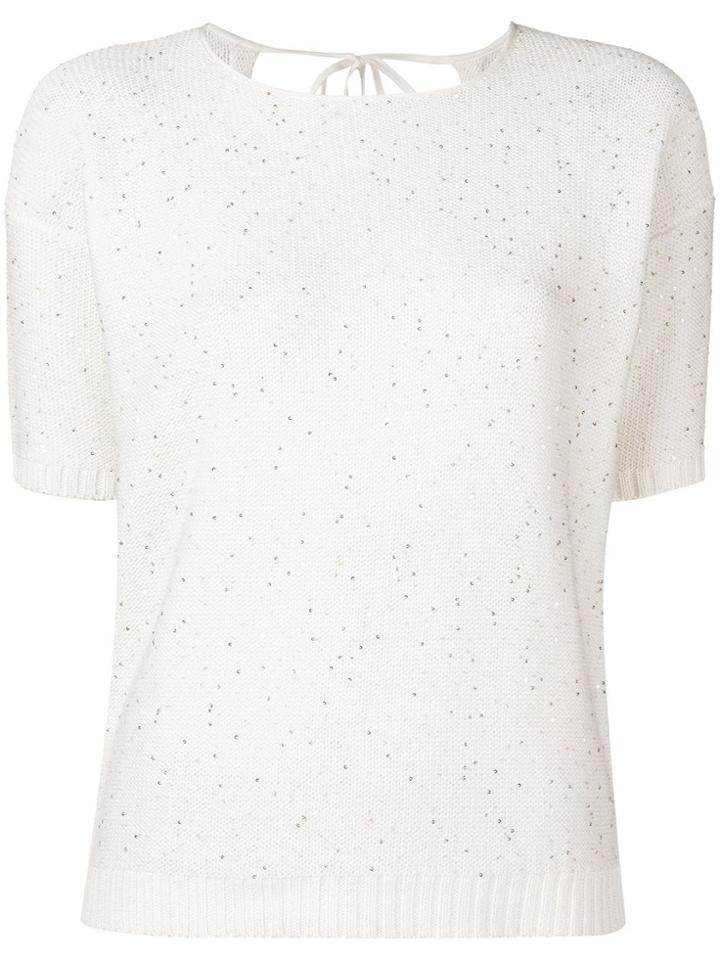 Peserico Sequin Embellished Knitted Top - White
