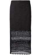 No21 Macramé Detail Straight Skirt, Women's, Size: 42, Black, Cotton/spandex/elastane/polyester/cupro