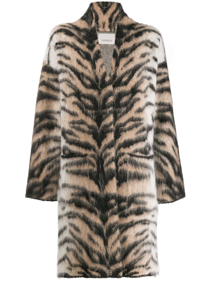 Laneus Tiger Pattern Coat - Neutrals