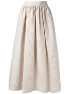 Fendi Striped Skirt, Women's, Size: 42, Nude/neutrals, Silk/cotton