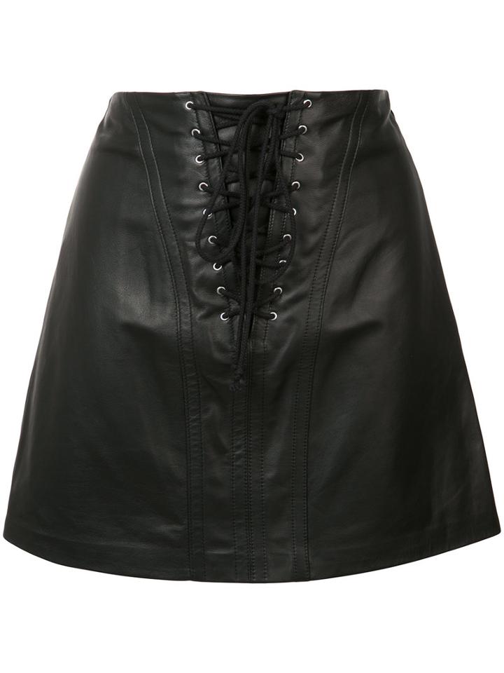 Derek Lam 10 Crosby Laced Mini Skirt, Women's, Size: 4, Black, Lamb Skin/polyester