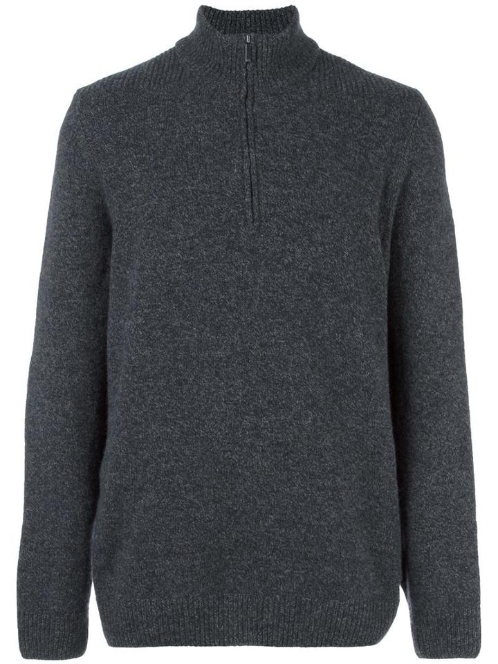 Boss Hugo Boss Half Zip Jumper, Men's, Size: Xl, Blue, Linen/flax/polyamide/spandex/elastane/wool