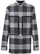 Helmut Lang Patch Pocket Plaid Shirt, Men's, Size: Xs, Grey, Cotton/spandex/elastane
