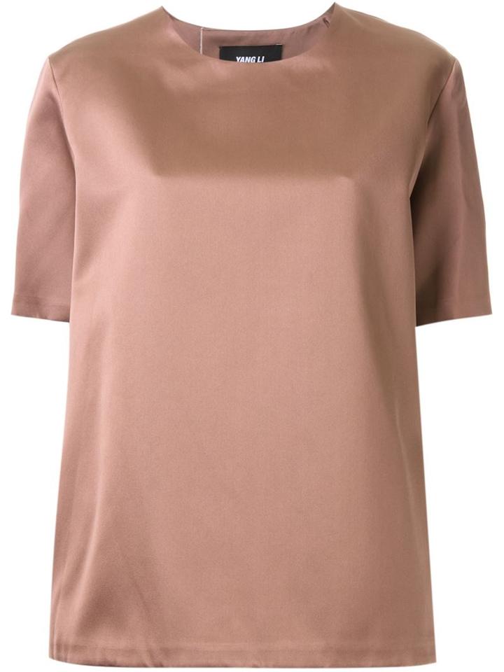 Yang Li Trapeze Oversized Short Sleeve Top, Women's, Size: 42, Pink/purple, Silk/polyester