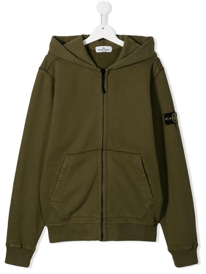 Stone Island Junior Teen Zip-up Sweatshirt - Green