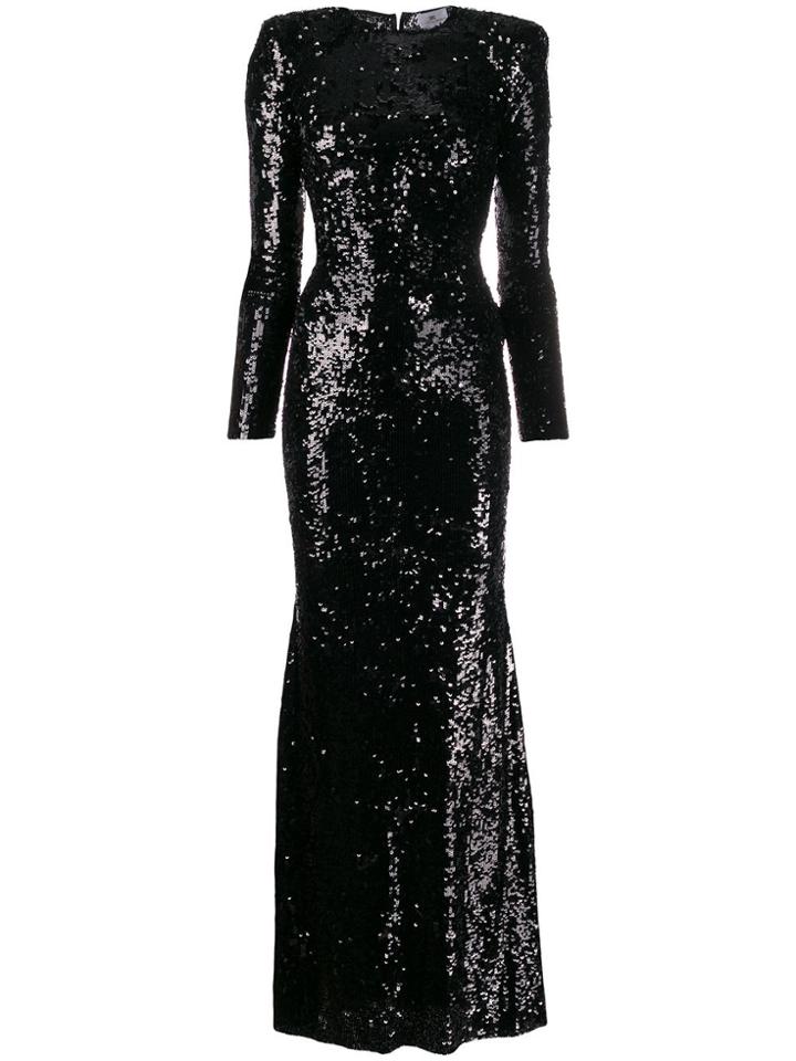 Elisabetta Franchi Embroidered Mermaid Dress - Black