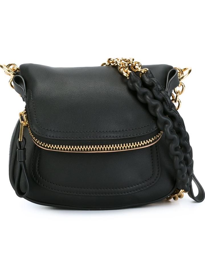 Tom Ford - Zipped Crossbody Bag - Women - Calf Leather/sheep Skin/shearling/brass/zamac - One Size, Black, Calf Leather/sheep Skin/shearling/brass/zamac