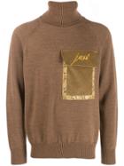 Just Cavalli Roll Neck Chest Pocket Sweater - Brown