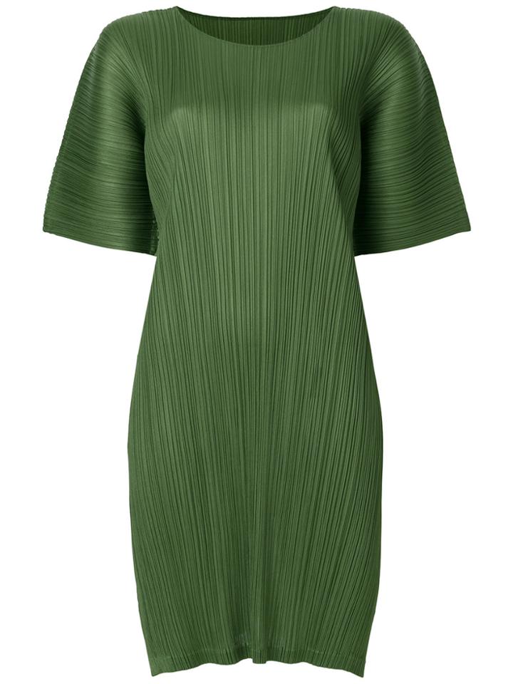 Pleats Please By Issey Miyake Short-sleeved Textured Dress - Green