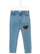 Gucci Kids Butterfly Patch Jeans, Girl's, Size: 12 Yrs, Blue