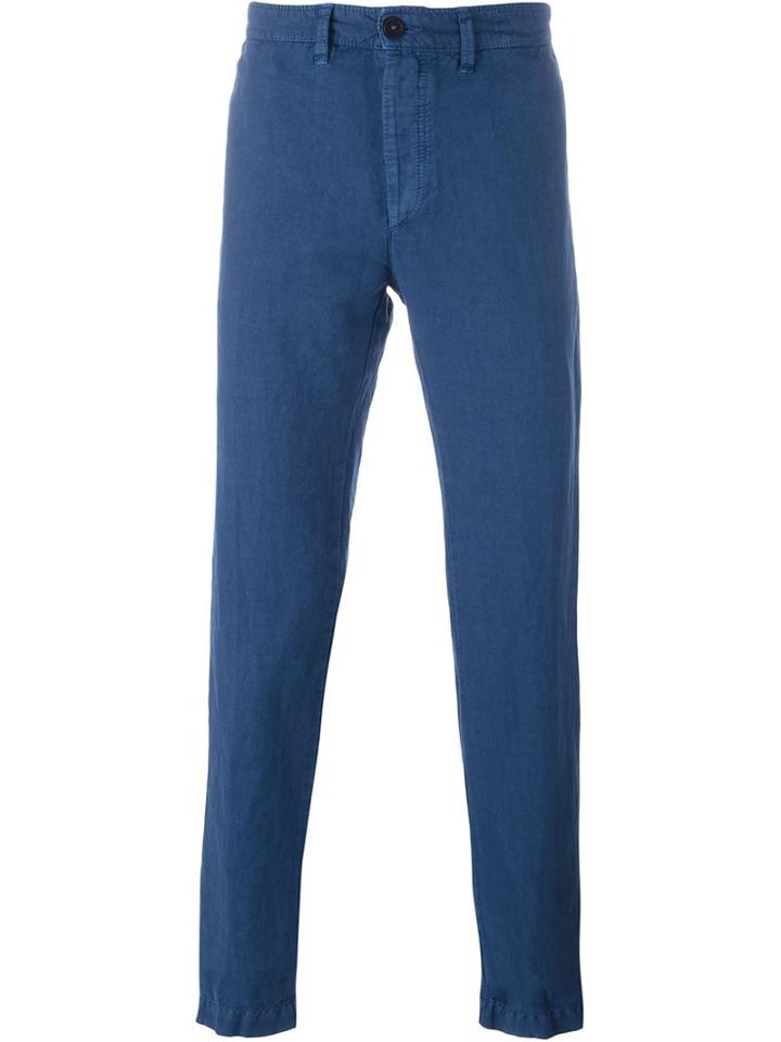 Massimo Alba Classic Chinos, Men's, Size: 50, Blue, Linen/flax/cotton