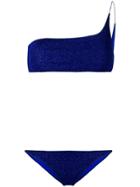 Oseree One Shoulder Glitter Bikini - Blue