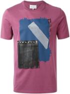 Maison Margiela Fringed Applique T-shirt, Men's, Size: 46, Pink/purple, Cotton/silk/polyurethane/brass