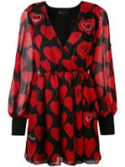 Philipp Plein - Heart Print Dress - Women - Silk/polyester/spandex/elastane/viscose - S, Black, Silk/polyester/spandex/elastane/viscose