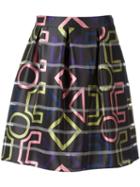Emporio Armani Geometric Print Pleated Skirt, Women's, Size: 38, Polyester/silk