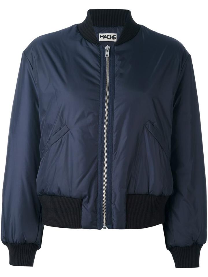 Hache Classic Bomber Jacket, Women's, Size: 42, Blue, Acrylic/polyamide/polyester/wool
